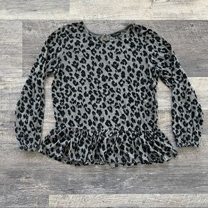 Lucky Brand - Black Leopard Ruffle Top - Small
